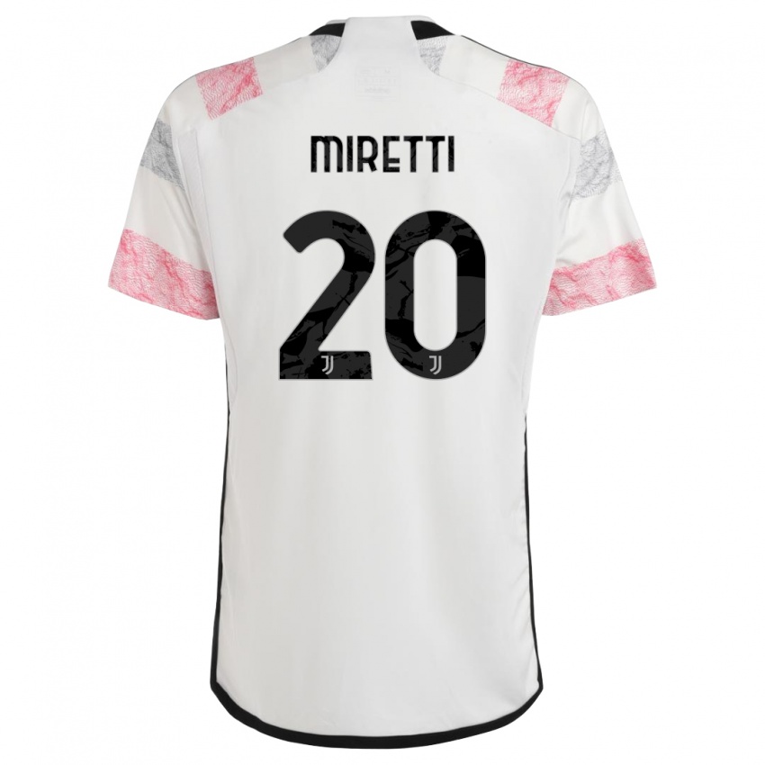 Kinder Fabio Miretti #20 Weiß Rosa Auswärtstrikot Trikot 2023/24 T-Shirt Belgien