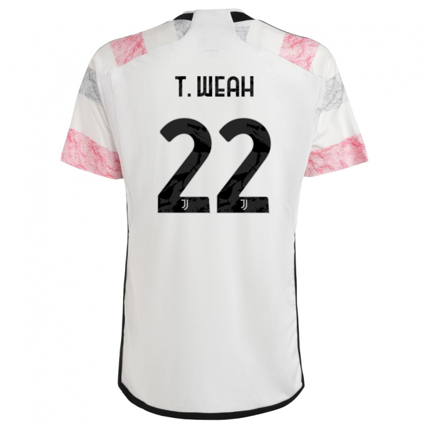 Kinderen Timothy Weah #22 Wit Roze Uitshirt Uittenue 2023/24 T-Shirt België