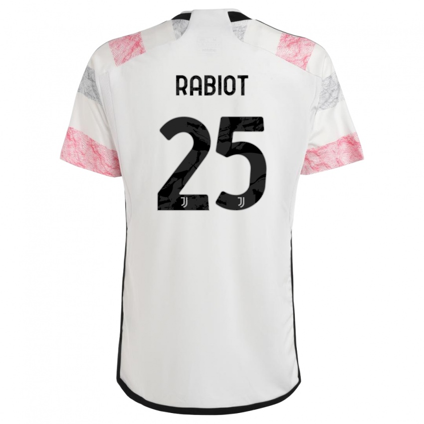Kinder Adrien Rabiot #25 Weiß Rosa Auswärtstrikot Trikot 2023/24 T-Shirt Belgien
