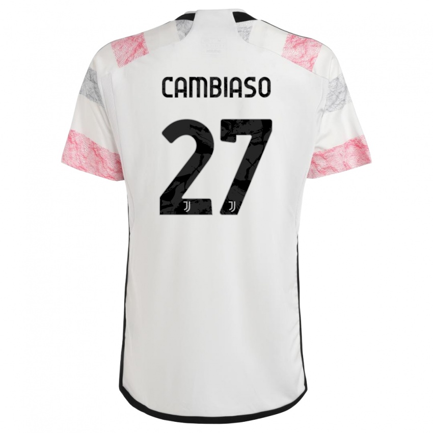 Kinder Andrea Cambiaso #27 Weiß Rosa Auswärtstrikot Trikot 2023/24 T-Shirt Belgien
