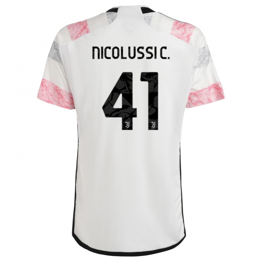 Kinder Hans Nicolussi Caviglia #41 Weiß Rosa Auswärtstrikot Trikot 2023/24 T-Shirt Belgien