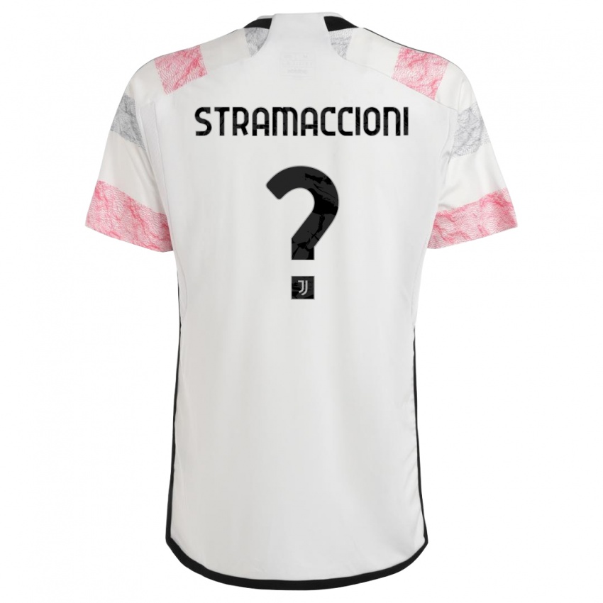 Enfant Maillot Diego Stramaccioni #0 Blanc Rose Tenues Extérieur 2023/24 T-Shirt Belgique