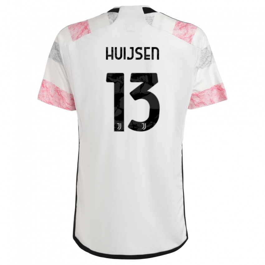 Kinderen Dean Huijsen #13 Wit Roze Uitshirt Uittenue 2023/24 T-Shirt België