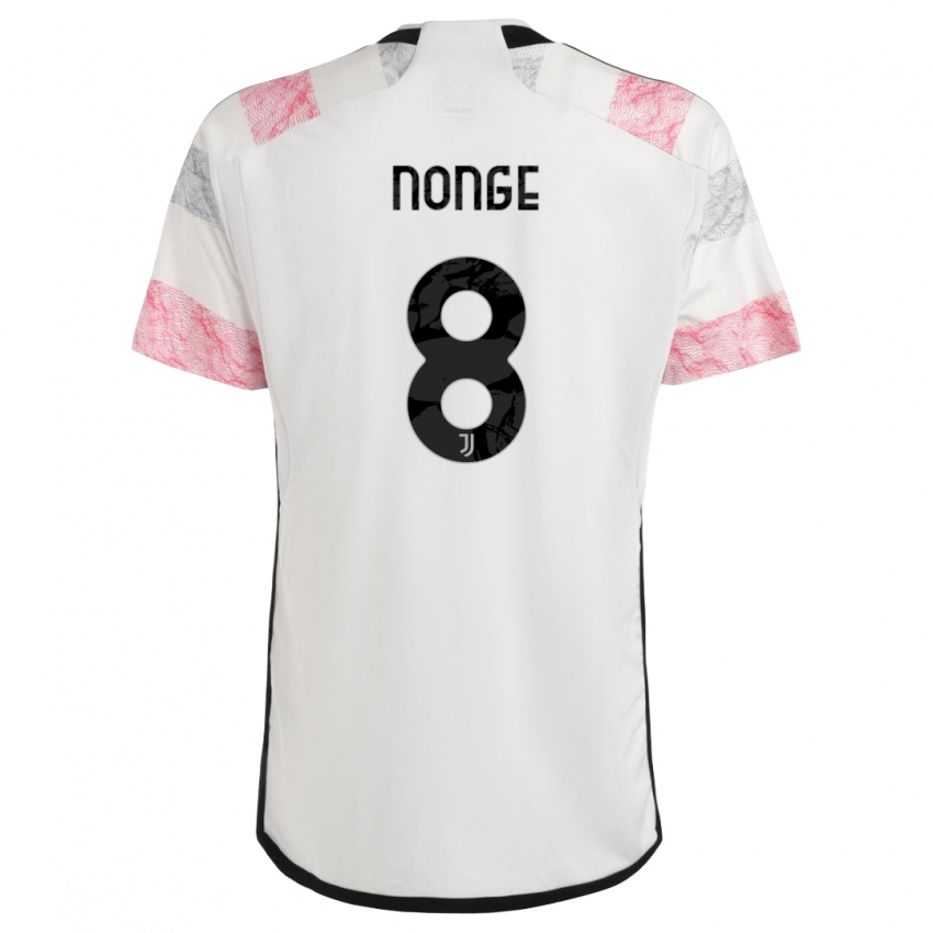 Kinderen Joseph Nonge #8 Wit Roze Uitshirt Uittenue 2023/24 T-Shirt België