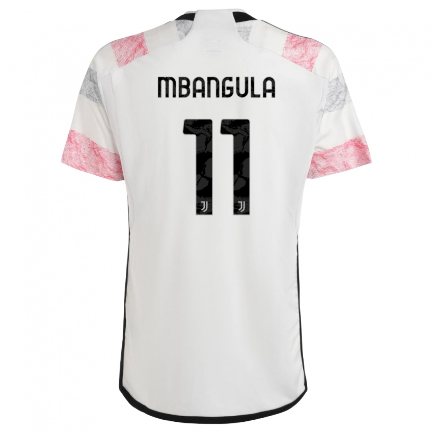 Kinder Samuel Mbangula #11 Weiß Rosa Auswärtstrikot Trikot 2023/24 T-Shirt Belgien
