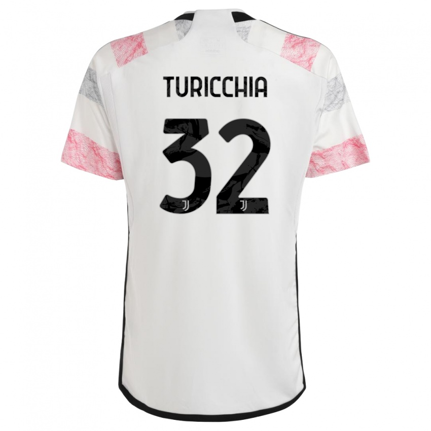 Enfant Maillot Riccardo Turicchia #32 Blanc Rose Tenues Extérieur 2023/24 T-Shirt Belgique