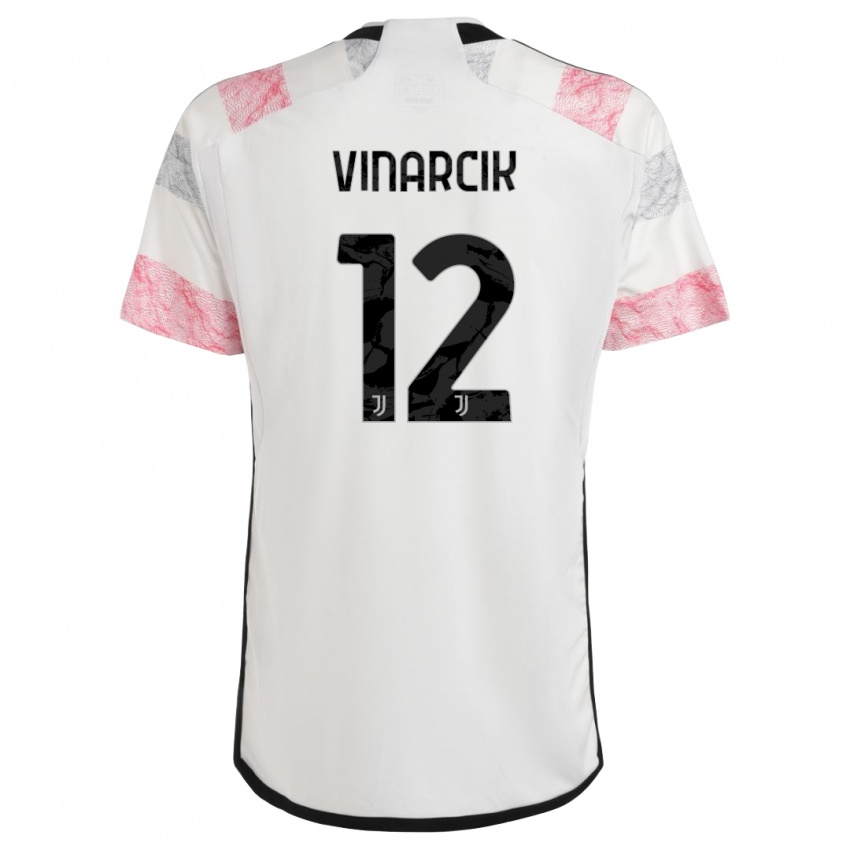 Kinderen Jakub Vinarcik #12 Wit Roze Uitshirt Uittenue 2023/24 T-Shirt België