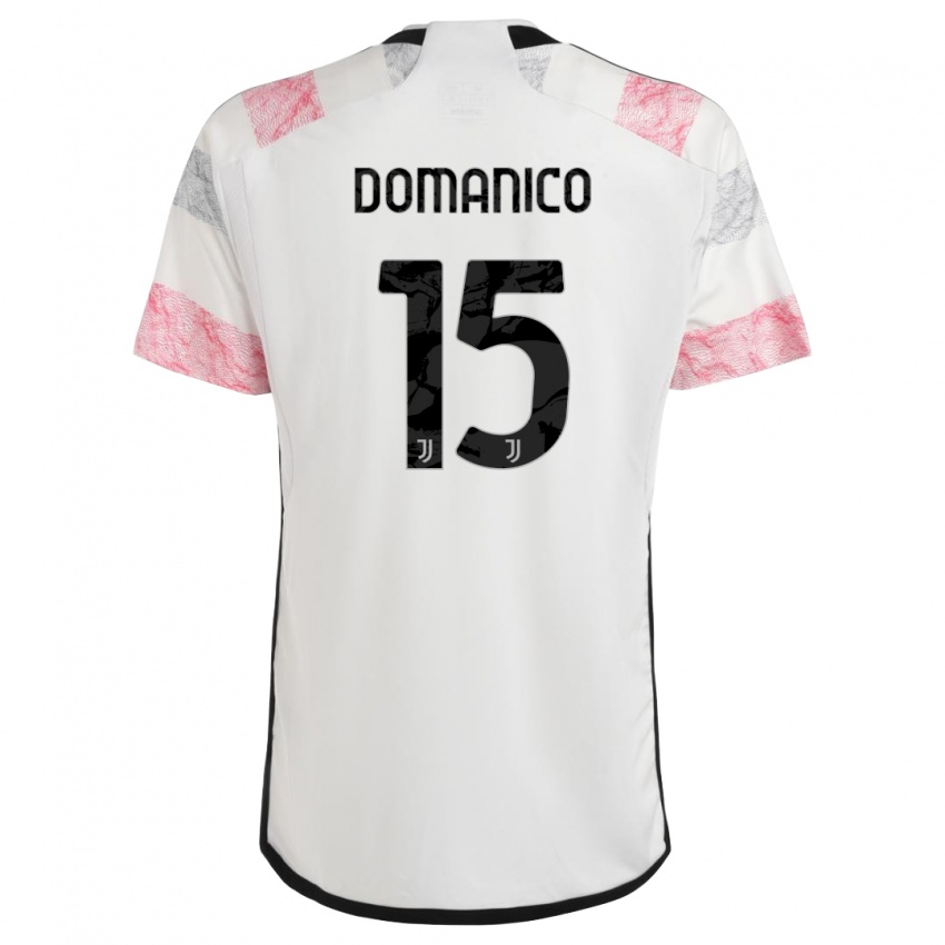 Kinderen Saverio Domanico #15 Wit Roze Uitshirt Uittenue 2023/24 T-Shirt België
