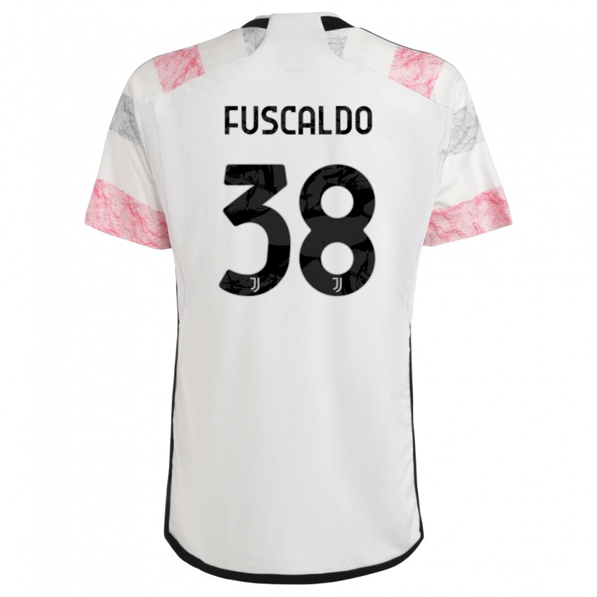 Kinderen Matteo Fuscaldo #38 Wit Roze Uitshirt Uittenue 2023/24 T-Shirt België