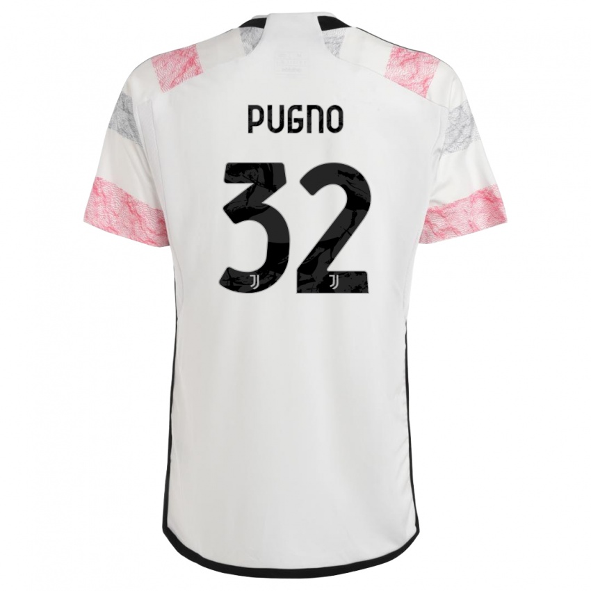 Kinderen Diego Pugno #32 Wit Roze Uitshirt Uittenue 2023/24 T-Shirt België