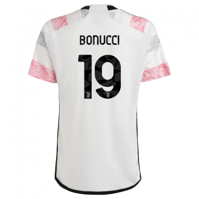 Kinder Leonardo Bonucci #19 Weiß Rosa Auswärtstrikot Trikot 2023/24 T-Shirt Belgien