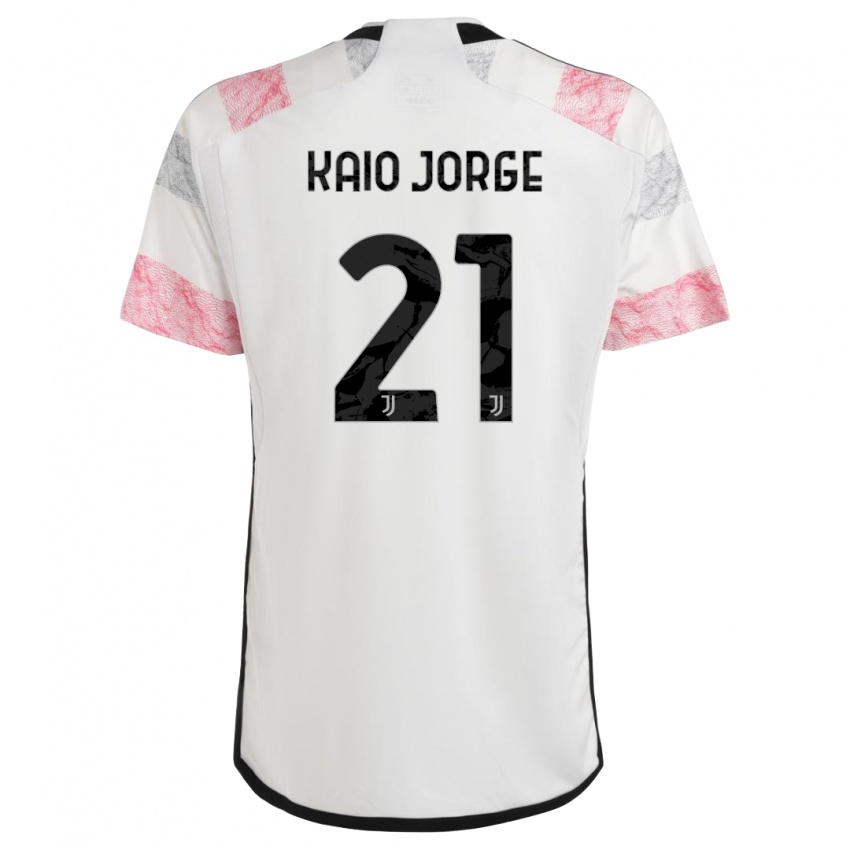 Enfant Maillot Kaio Jorge #21 Blanc Rose Tenues Extérieur 2023/24 T-Shirt Belgique