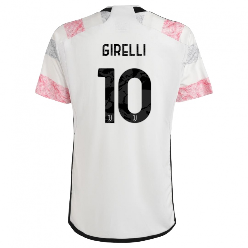 Enfant Maillot Cristiana Girelli #10 Blanc Rose Tenues Extérieur 2023/24 T-Shirt Belgique