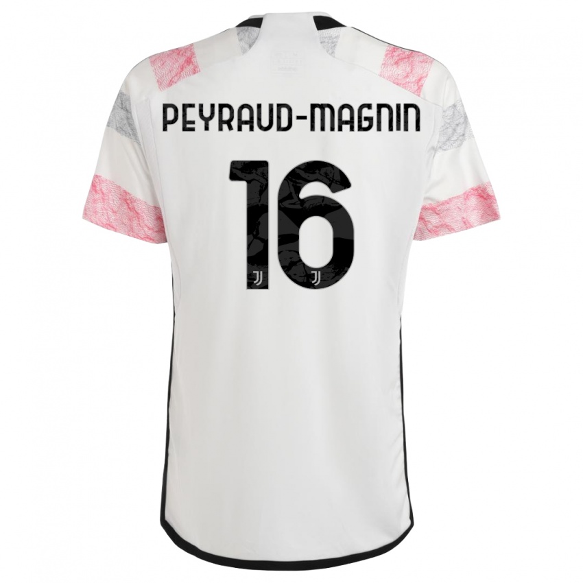 Enfant Maillot Pauline Peyraud-Magnin #16 Blanc Rose Tenues Extérieur 2023/24 T-Shirt Belgique