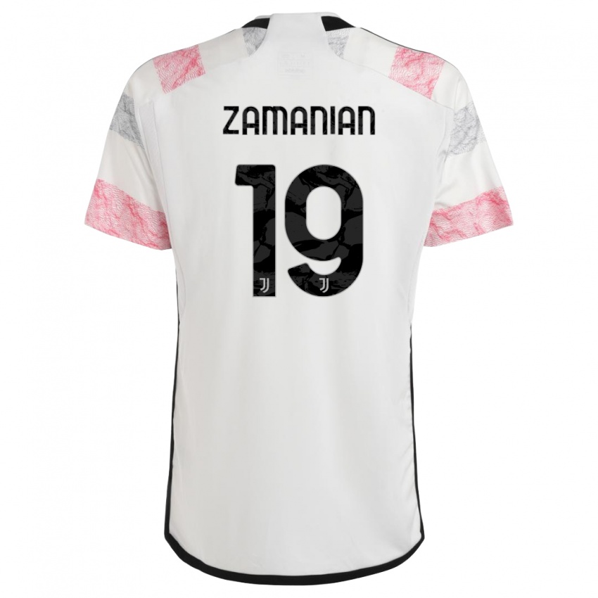 Kinder Annahita Zamanian #19 Weiß Rosa Auswärtstrikot Trikot 2023/24 T-Shirt Belgien