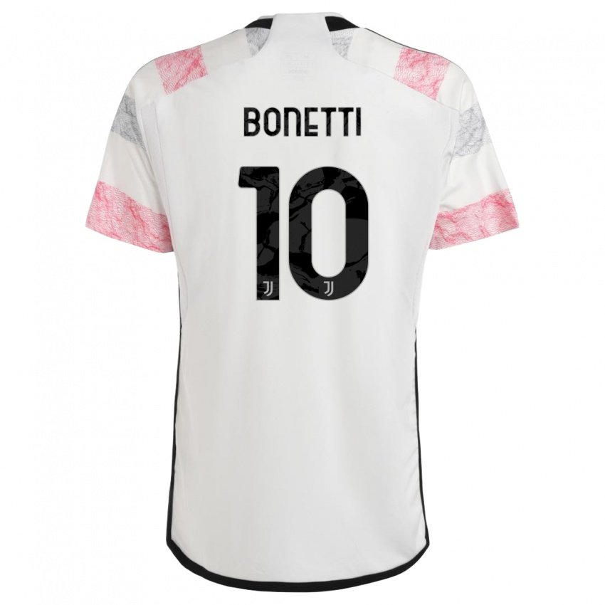 Enfant Maillot Andrea Bonetti #10 Blanc Rose Tenues Extérieur 2023/24 T-Shirt Belgique