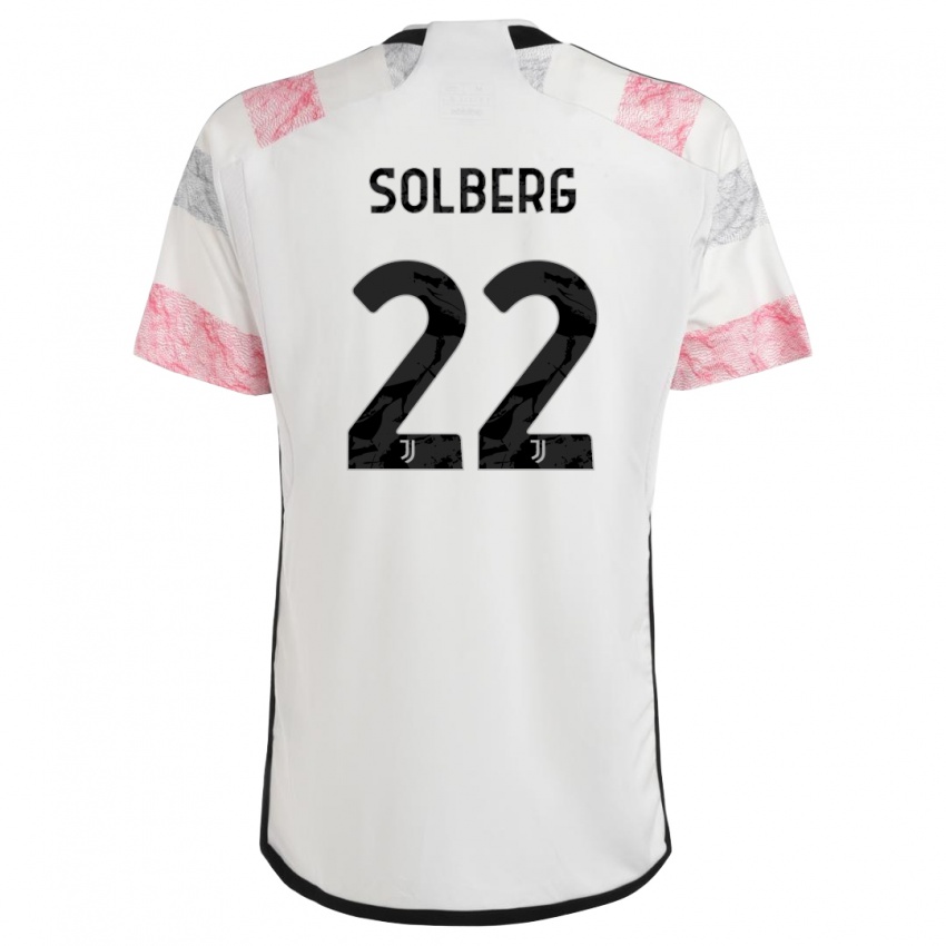 Kinder Elias Solberg #22 Weiß Rosa Auswärtstrikot Trikot 2023/24 T-Shirt Belgien
