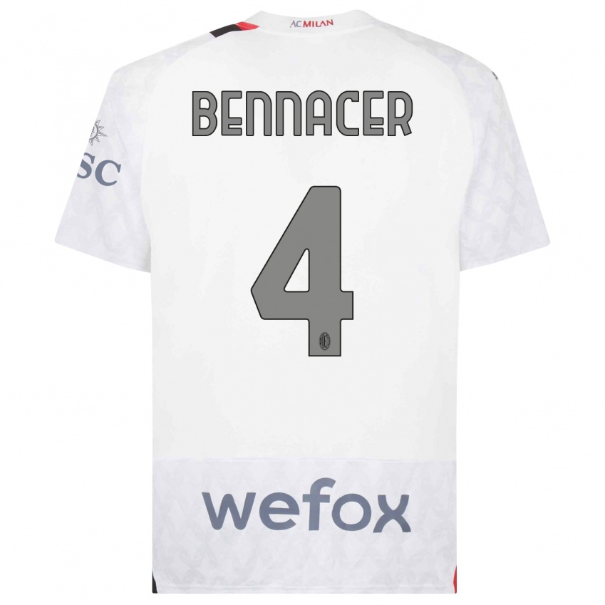 Kinder Ismael Bennacer #4 Weiß Auswärtstrikot Trikot 2023/24 T-Shirt Belgien
