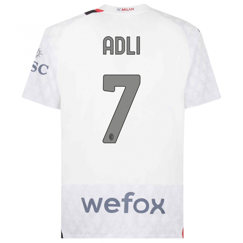 Kinder Yacine Adli #7 Weiß Auswärtstrikot Trikot 2023/24 T-Shirt Belgien