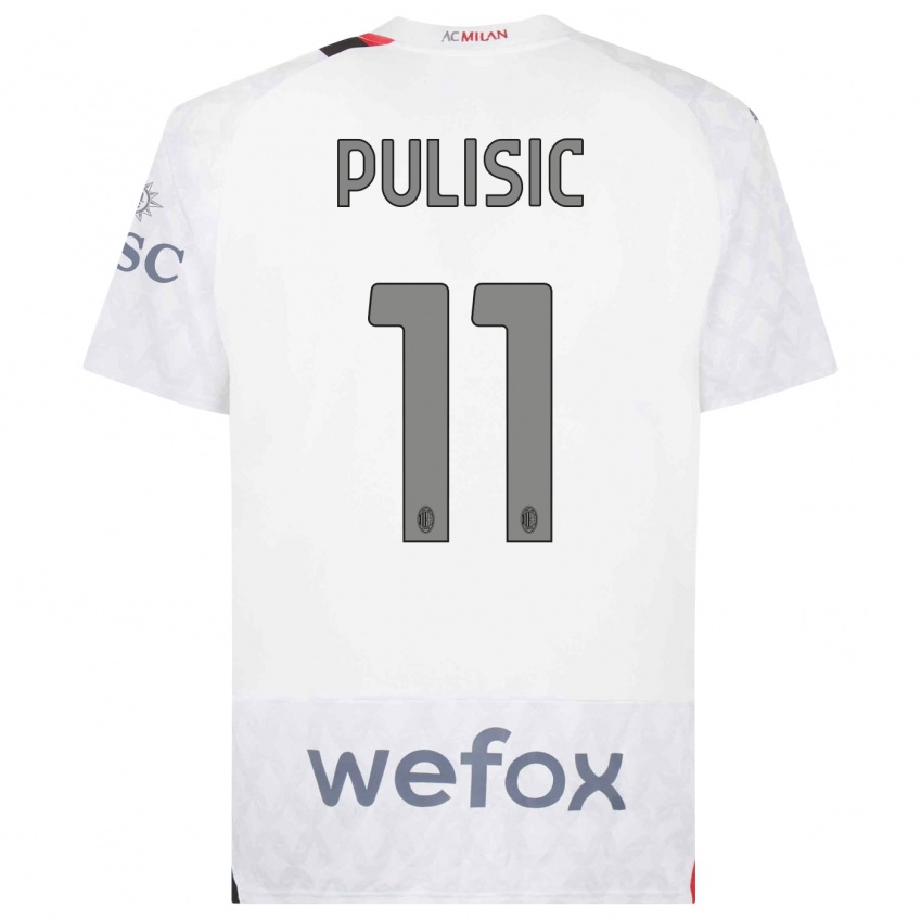 Kinderen Christian Pulisic #11 Wit Uitshirt Uittenue 2023/24 T-Shirt België