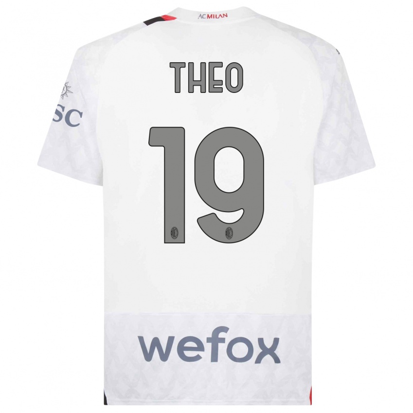 Kinder Theo Hernandez #19 Weiß Auswärtstrikot Trikot 2023/24 T-Shirt Belgien