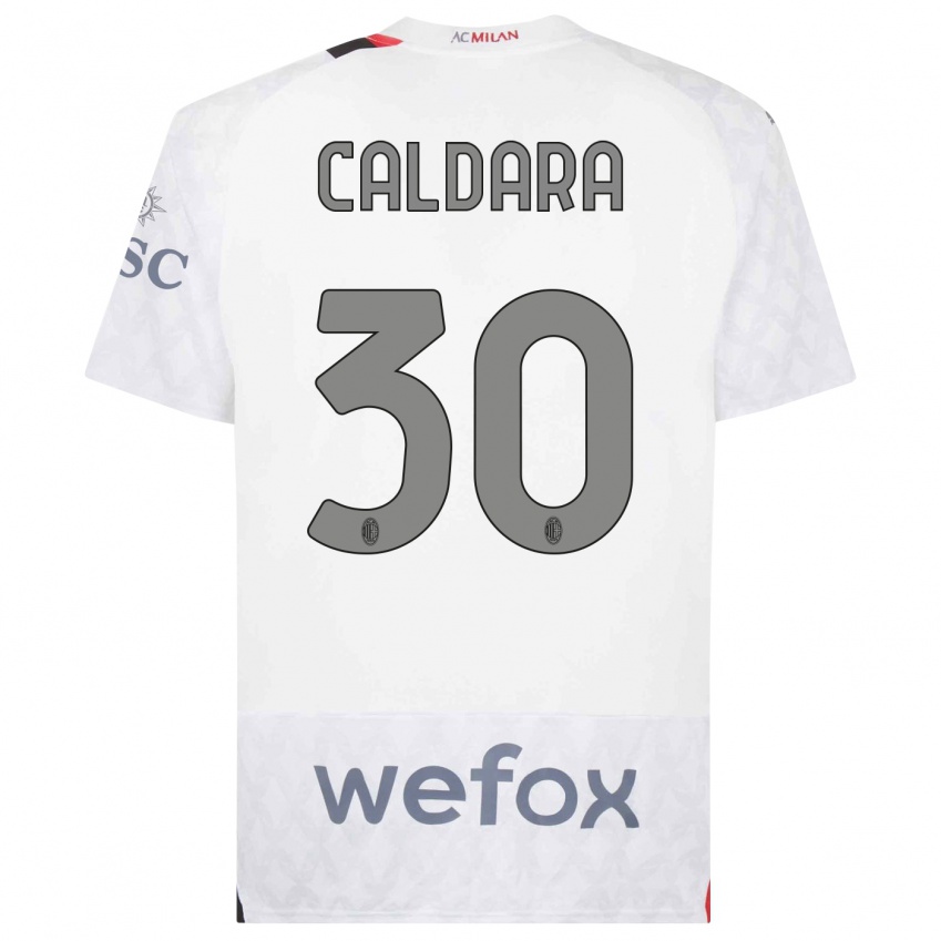 Enfant Maillot Mattia Caldara #30 Blanc Tenues Extérieur 2023/24 T-Shirt Belgique