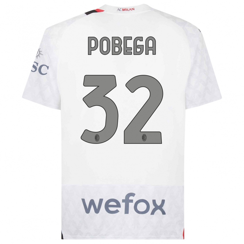 Kinder Tommaso Pobega #32 Weiß Auswärtstrikot Trikot 2023/24 T-Shirt Belgien