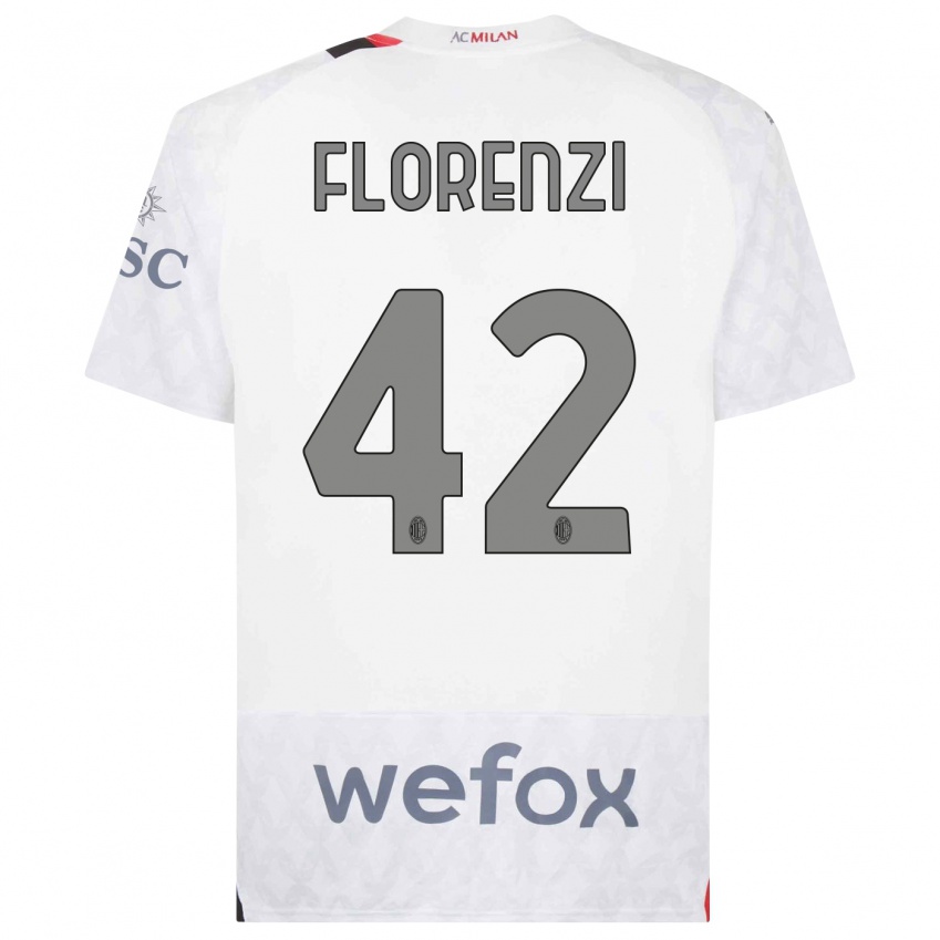 Enfant Maillot Alessandro Florenzi #42 Blanc Tenues Extérieur 2023/24 T-Shirt Belgique