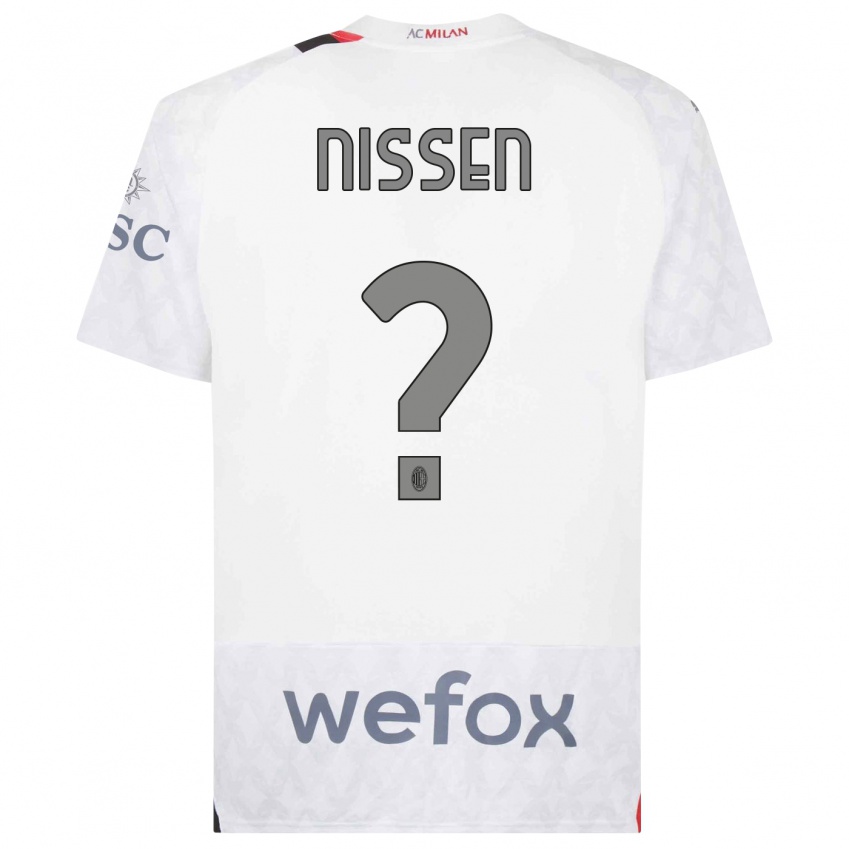 Kinderen Fredrik Nissen #0 Wit Uitshirt Uittenue 2023/24 T-Shirt België