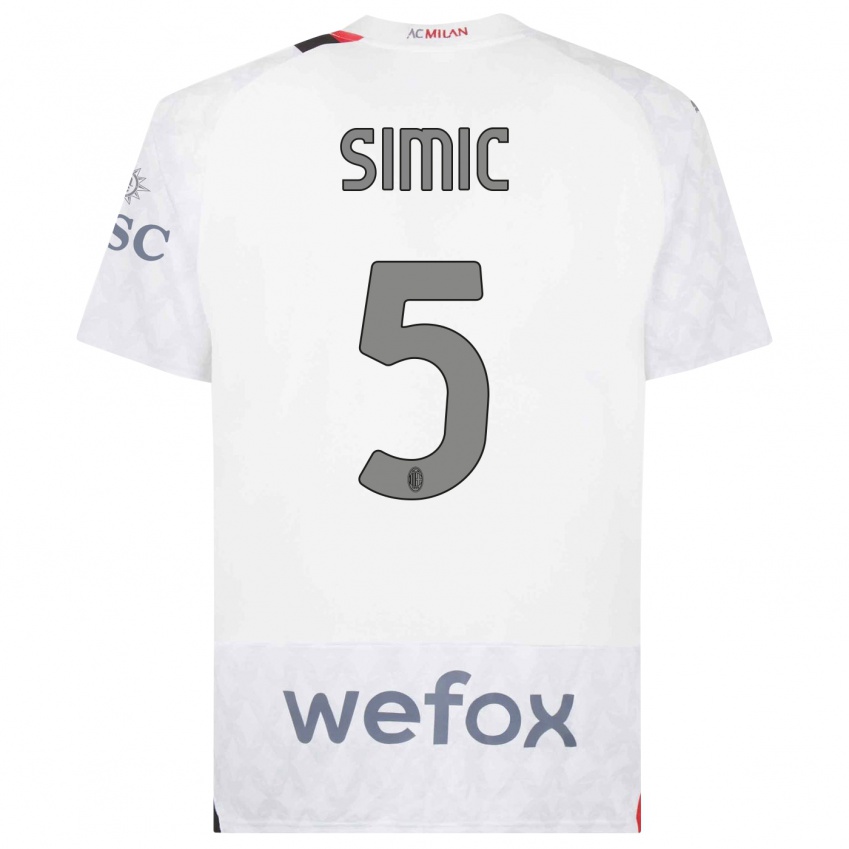 Kinder Jan-Carlo Simic #5 Weiß Auswärtstrikot Trikot 2023/24 T-Shirt Belgien