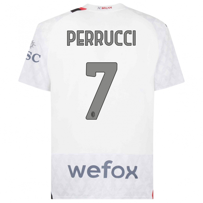 Kinder Vincenzo Perrucci #7 Weiß Auswärtstrikot Trikot 2023/24 T-Shirt Belgien