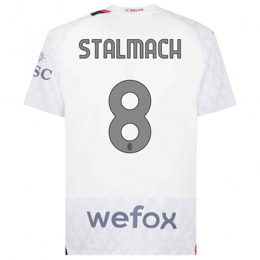 Kinder Dariusz Stalmach #8 Weiß Auswärtstrikot Trikot 2023/24 T-Shirt Belgien
