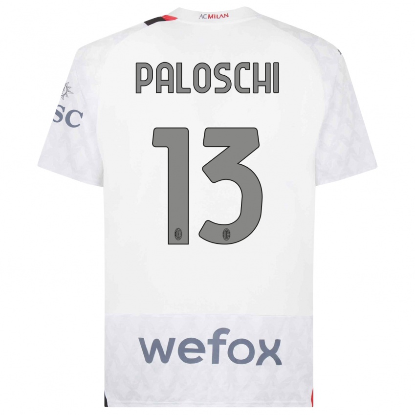Kinderen Dorian Paloschi #13 Wit Uitshirt Uittenue 2023/24 T-Shirt België