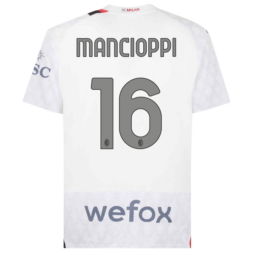 Enfant Maillot Tommaso Mancioppi #16 Blanc Tenues Extérieur 2023/24 T-Shirt Belgique