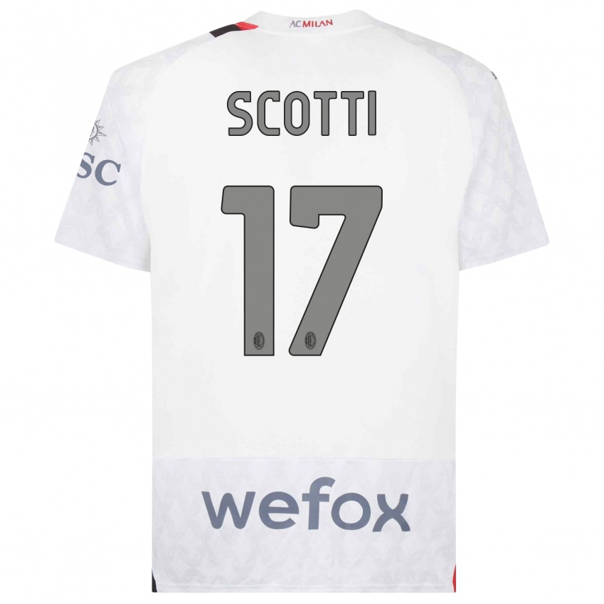 Enfant Maillot Filippo Scotti #17 Blanc Tenues Extérieur 2023/24 T-Shirt Belgique