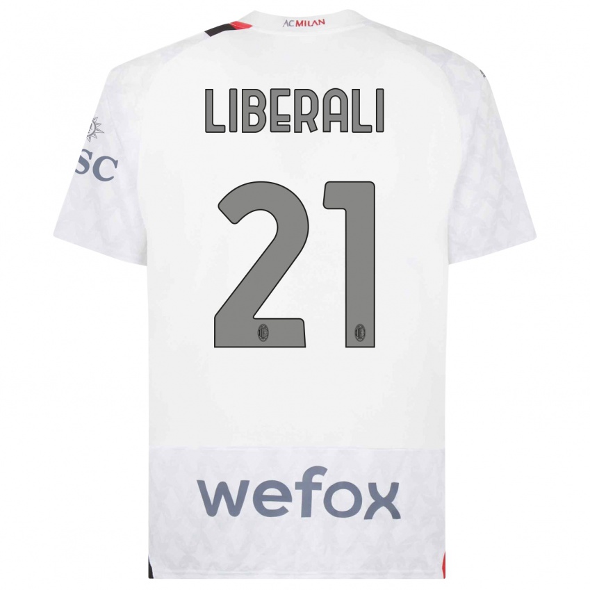 Enfant Maillot Mattia Liberali #21 Blanc Tenues Extérieur 2023/24 T-Shirt Belgique