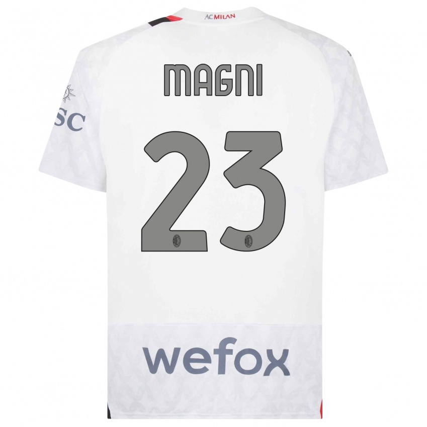 Kinder Vittorio Magni #23 Weiß Auswärtstrikot Trikot 2023/24 T-Shirt Belgien