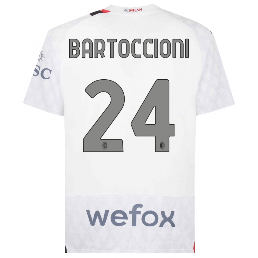 Kinder Andrea Bartoccioni #24 Weiß Auswärtstrikot Trikot 2023/24 T-Shirt Belgien