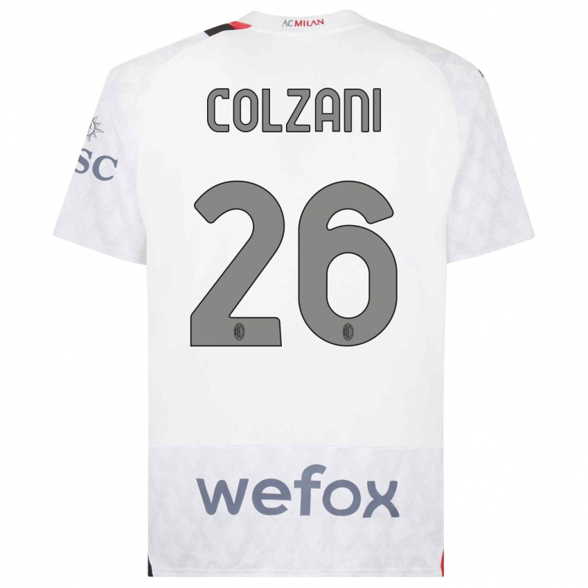 Kinder Edoardo Colzani #26 Weiß Auswärtstrikot Trikot 2023/24 T-Shirt Belgien
