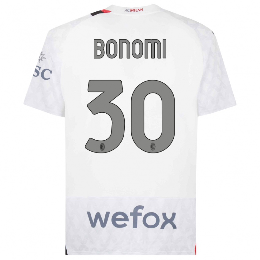 Kinderen Alessandro Bonomi #30 Wit Uitshirt Uittenue 2023/24 T-Shirt België