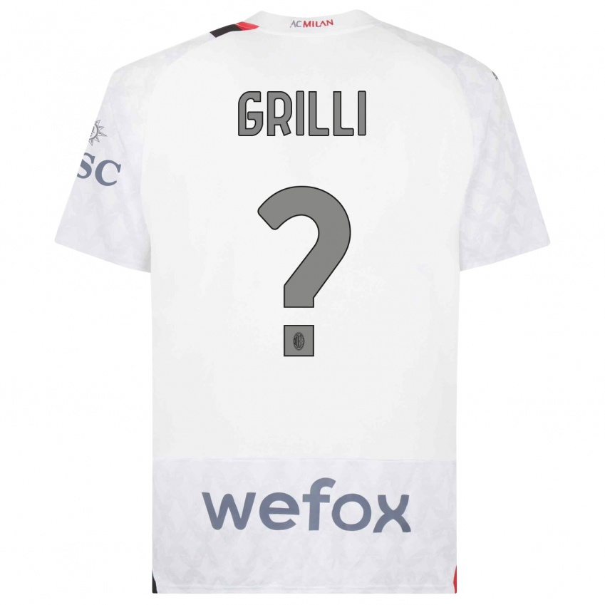 Kinderen Lorenzo Grilli #0 Wit Uitshirt Uittenue 2023/24 T-Shirt België