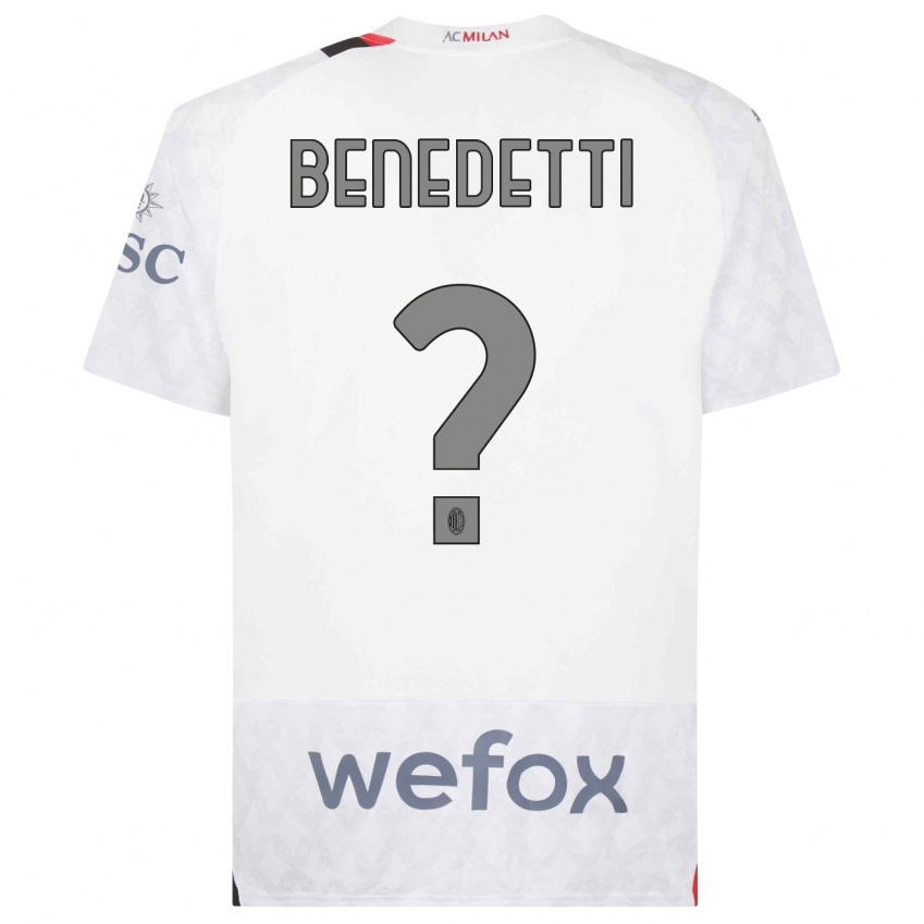 Kinderen Gioele Benedetti #0 Wit Uitshirt Uittenue 2023/24 T-Shirt België