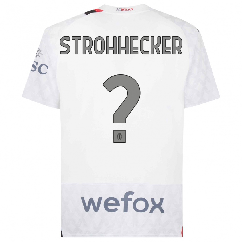 Enfant Maillot Riccardo Strohhecker #0 Blanc Tenues Extérieur 2023/24 T-Shirt Belgique