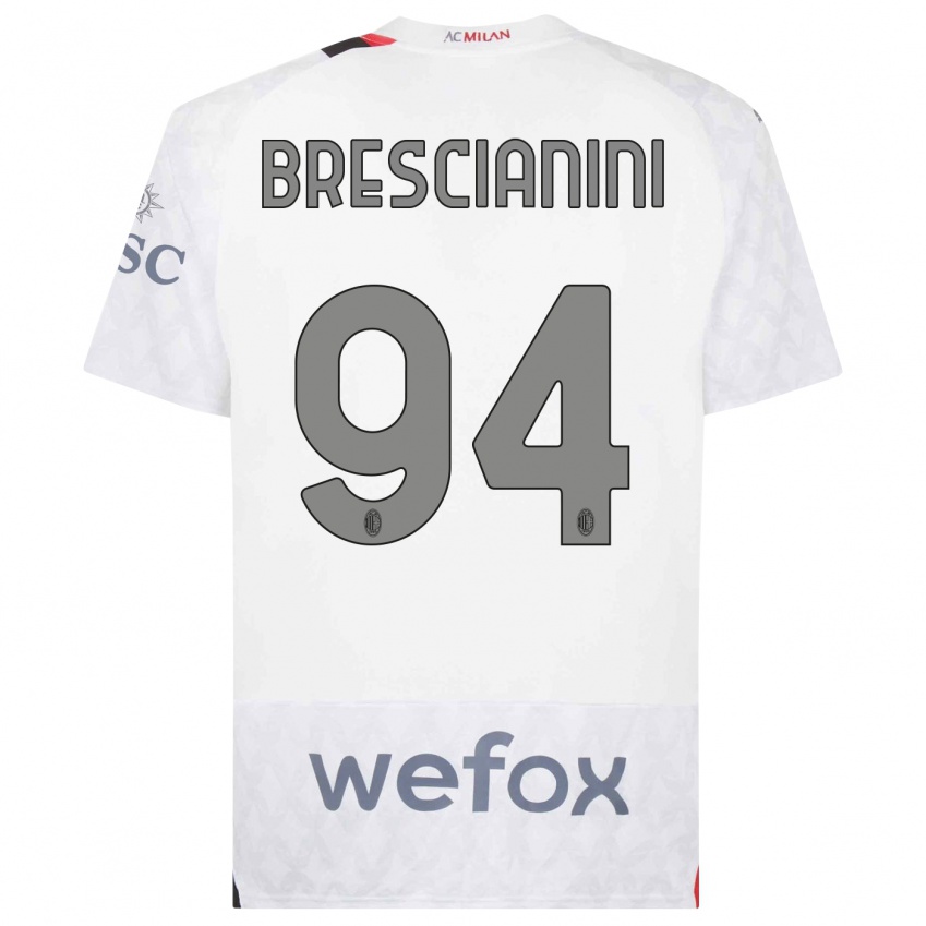 Kinder Marco Brescianini #94 Weiß Auswärtstrikot Trikot 2023/24 T-Shirt Belgien