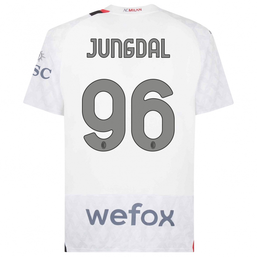 Enfant Maillot Andreas Jungdal #96 Blanc Tenues Extérieur 2023/24 T-Shirt Belgique
