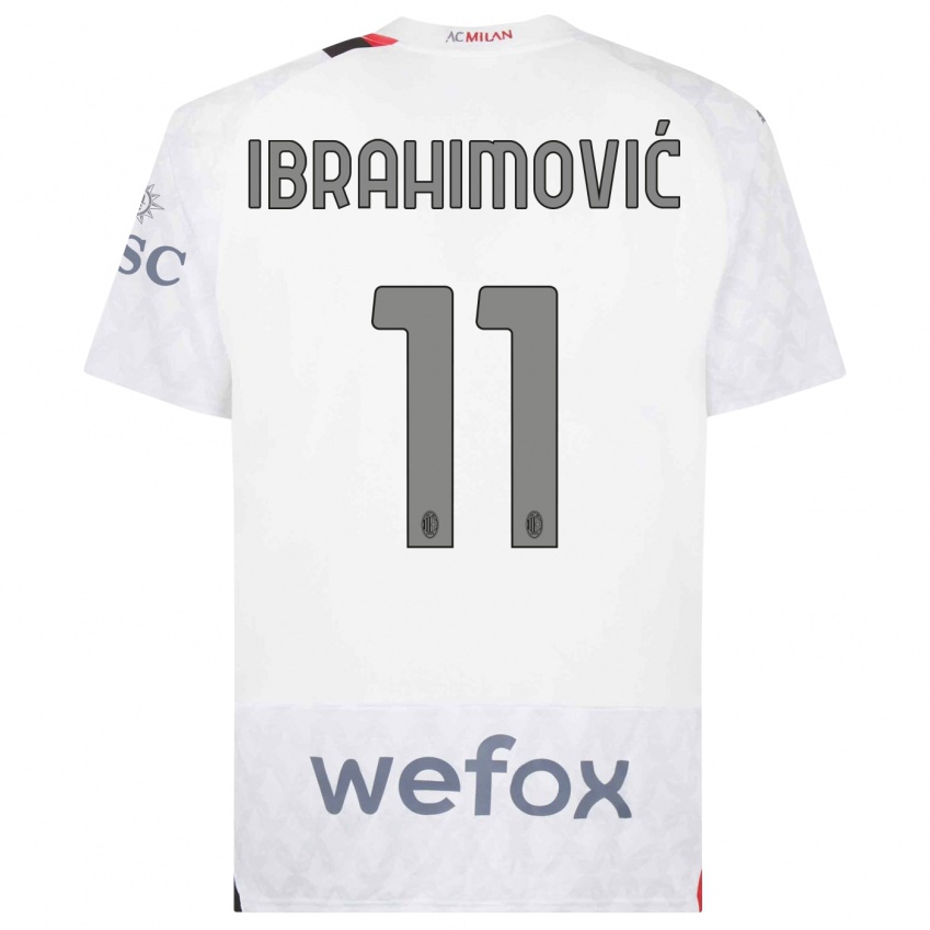 Kinder Zlatan Ibrahimovic #11 Weiß Auswärtstrikot Trikot 2023/24 T-Shirt Belgien