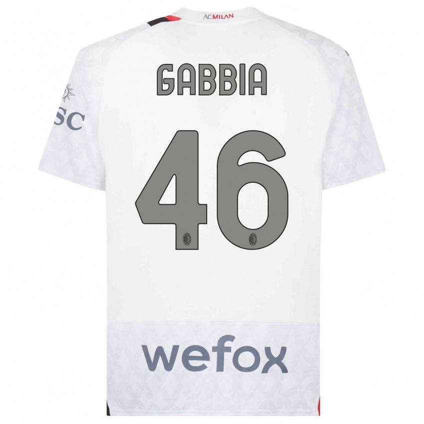 Kinderen Matteo Gabbia #46 Wit Uitshirt Uittenue 2023/24 T-Shirt België