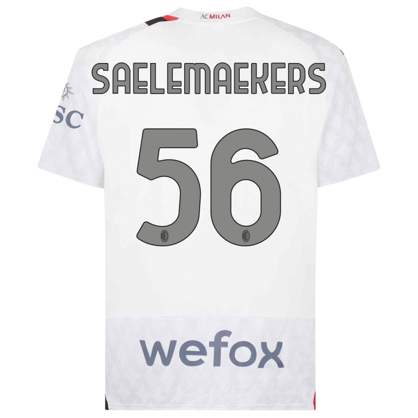 Enfant Maillot Alexis Saelemaekers #56 Blanc Tenues Extérieur 2023/24 T-Shirt Belgique