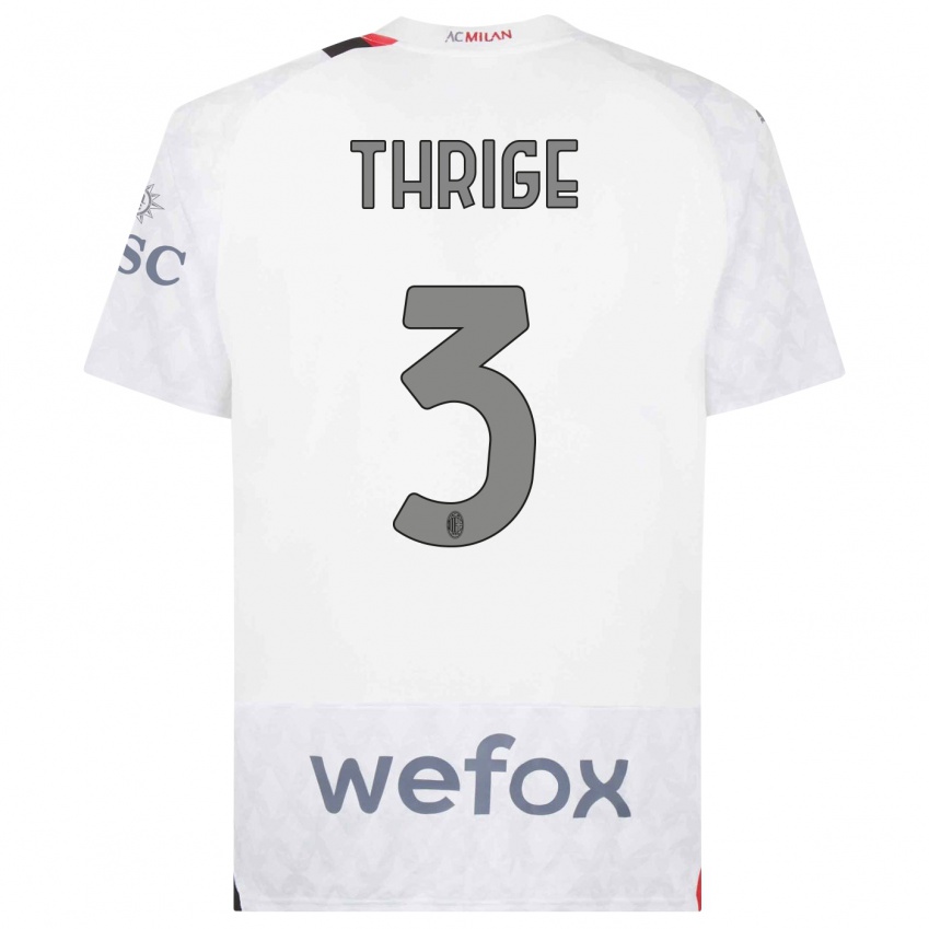 Enfant Maillot Sara Thrige #3 Blanc Tenues Extérieur 2023/24 T-Shirt Belgique