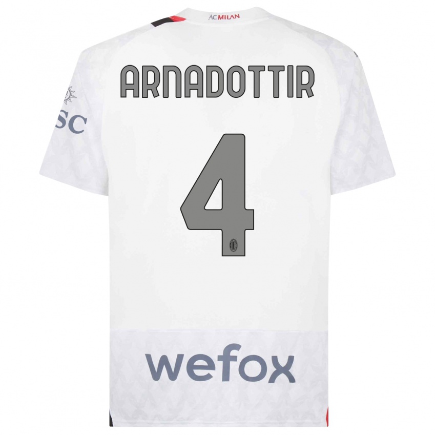 Kinder Guony Arnadottir #4 Weiß Auswärtstrikot Trikot 2023/24 T-Shirt Belgien